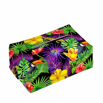 Dark Hawaiian Tropical Pattern Print Rectangle Tissue Box Cover