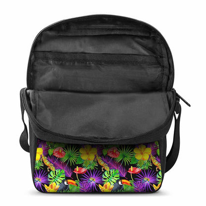 Dark Hawaiian Tropical Pattern Print Rectangular Crossbody Bag