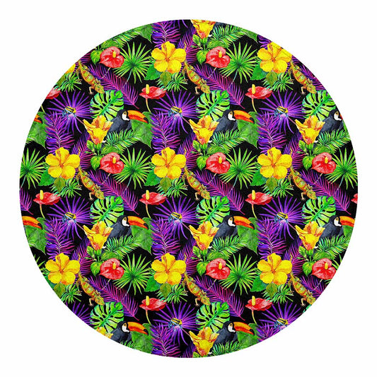 Dark Hawaiian Tropical Pattern Print Round Blanket