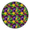 Dark Hawaiian Tropical Pattern Print Round Floor Mat
