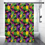 Dark Hawaiian Tropical Pattern Print Shower Curtain