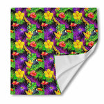 Dark Hawaiian Tropical Pattern Print Silk Bandana