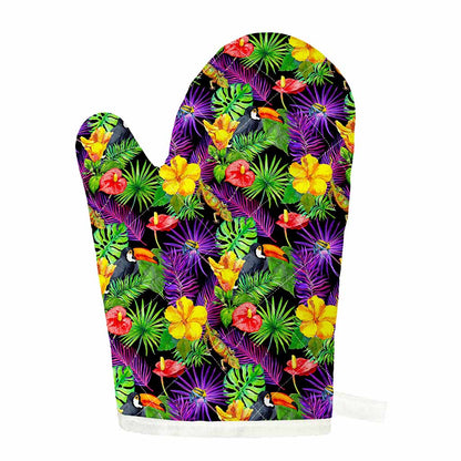 Dark Hawaiian Tropical Pattern Print Single Oven Mitt