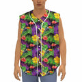 Dark Hawaiian Tropical Pattern Print Sleeveless Baseball Jersey