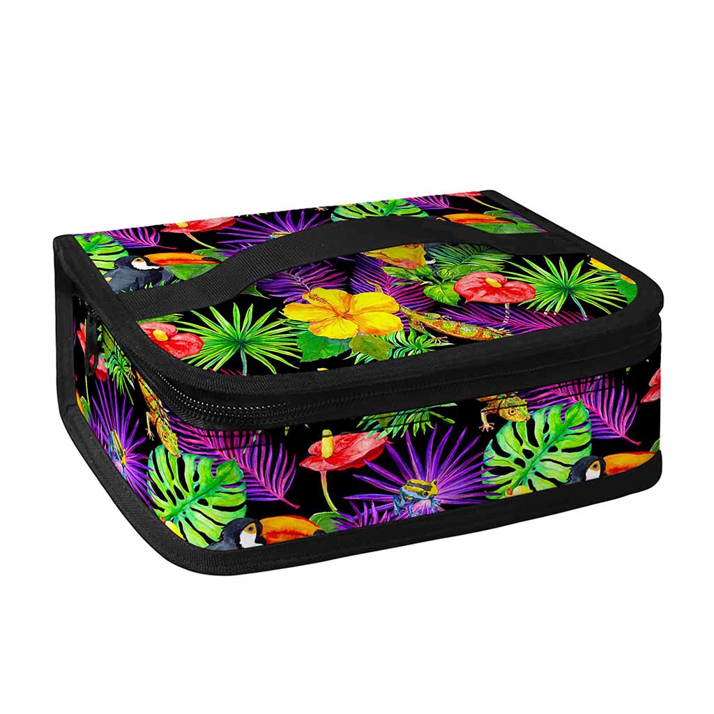 Dark Hawaiian Tropical Pattern Print Small Lunch Bag