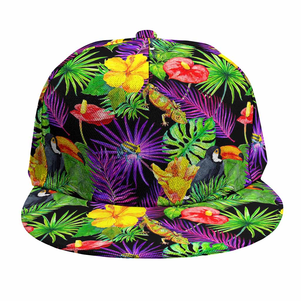 Dark Hawaiian Tropical Pattern Print Snapback Cap
