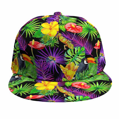 Dark Hawaiian Tropical Pattern Print Snapback Cap