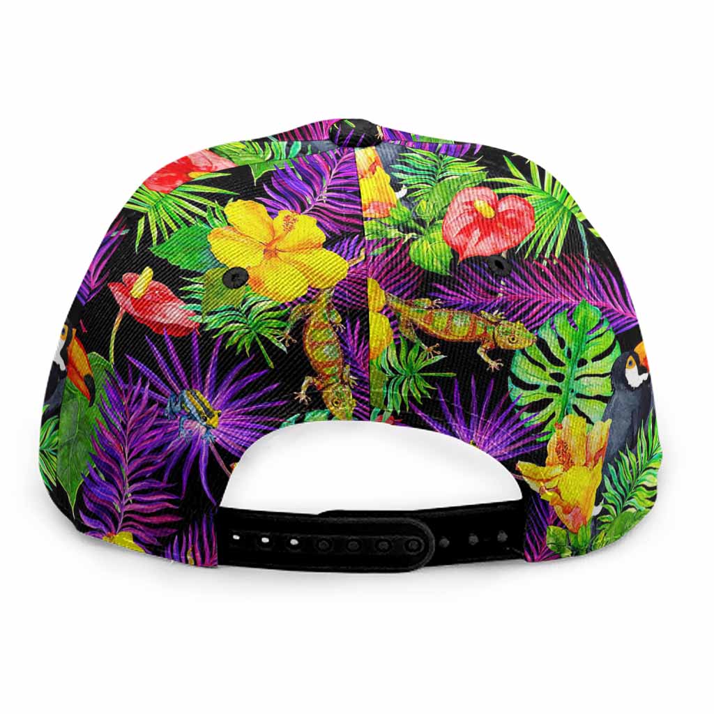 Dark Hawaiian Tropical Pattern Print Snapback Cap