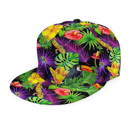 Dark Hawaiian Tropical Pattern Print Snapback Cap