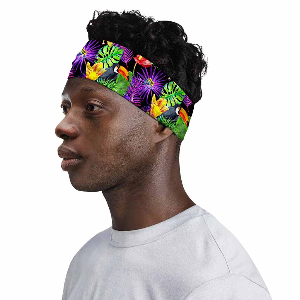 Dark Hawaiian Tropical Pattern Print Sports Headband