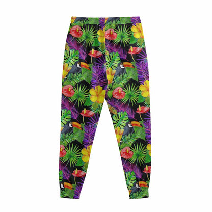 Dark Hawaiian Tropical Pattern Print Sweatpants