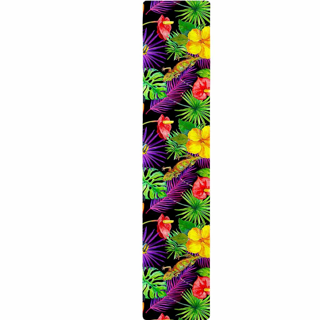 Dark Hawaiian Tropical Pattern Print Table Runner
