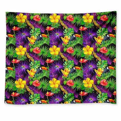 Dark Hawaiian Tropical Pattern Print Tapestry