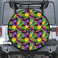 Dark Hawaiian Tropical Pattern Print Tire Cover With Camera Hole