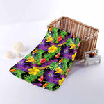 Dark Hawaiian Tropical Pattern Print Towel
