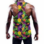 Dark Hawaiian Tropical Pattern Print Training Tank Top
