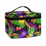 Dark Hawaiian Tropical Pattern Print Travel Makeup Bag