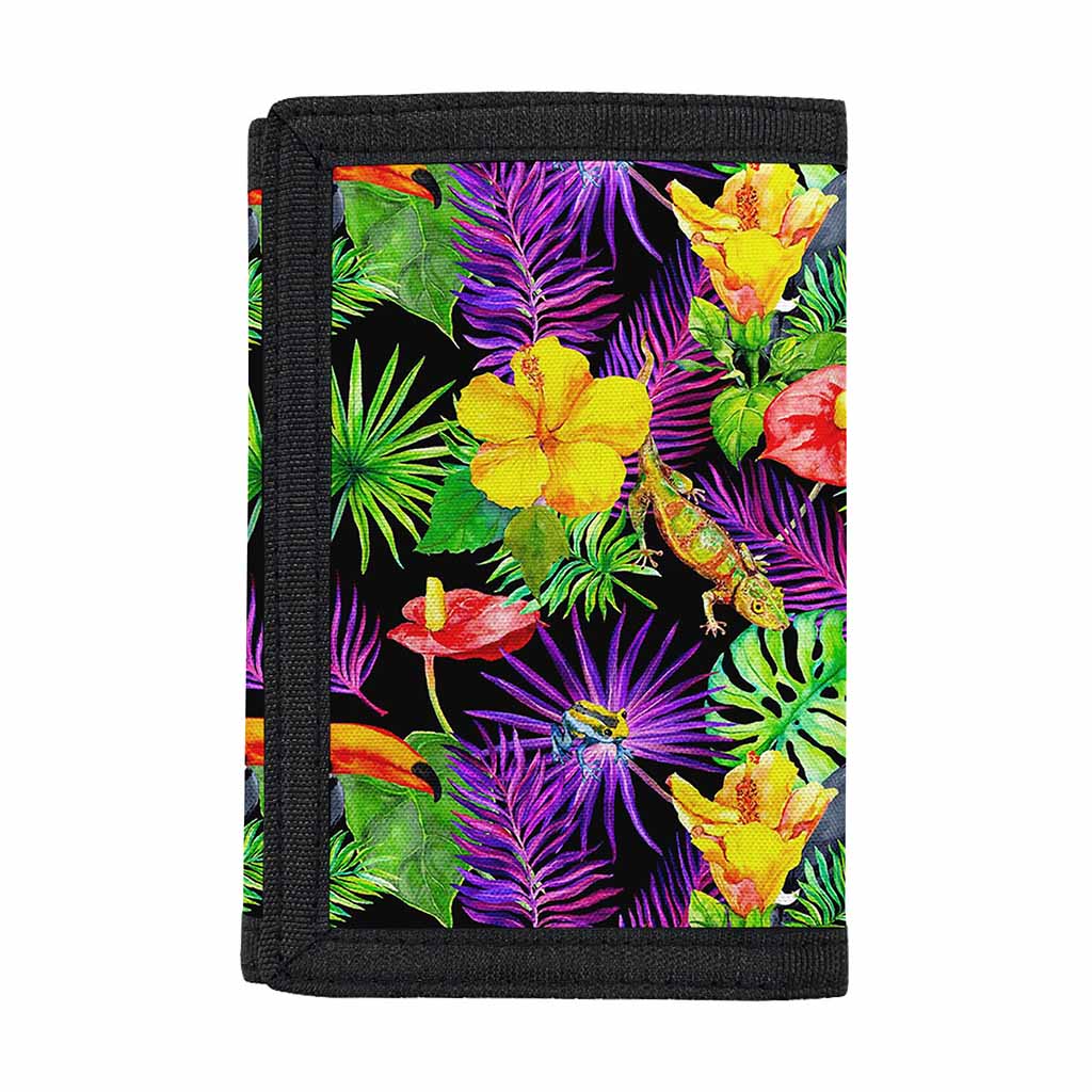 Dark Hawaiian Tropical Pattern Print Trifold Wallet