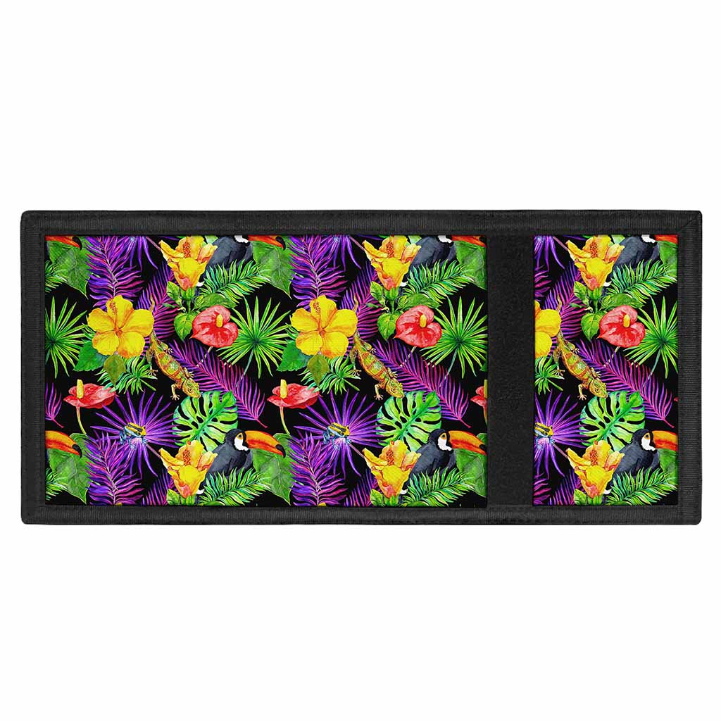 Dark Hawaiian Tropical Pattern Print Trifold Wallet