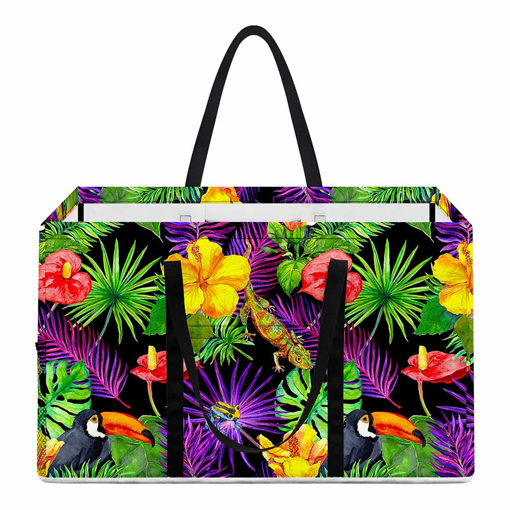 Dark Hawaiian Tropical Pattern Print Utility Tote Bag