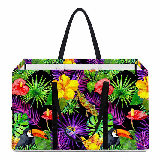 Dark Hawaiian Tropical Pattern Print Utility Tote Bag