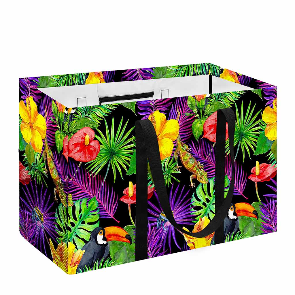 Dark Hawaiian Tropical Pattern Print Utility Tote Bag