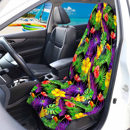 Dark Hawaiian Tropical Pattern Print Waterproof Car Seat Cover