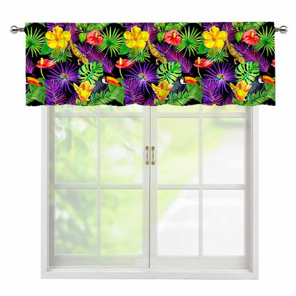 Dark Hawaiian Tropical Pattern Print Window Valance