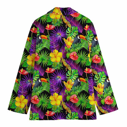 Dark Hawaiian Tropical Pattern Print Women's Blazer