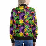 Dark Hawaiian Tropical Pattern Print Women's Bomber Jacket