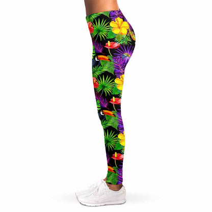 Dark Hawaiian Tropical Pattern Print Women's Leggings