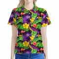 Dark Hawaiian Tropical Pattern Print Women's Polo Shirt
