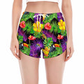 Dark Hawaiian Tropical Pattern Print Women's Split Running Shorts
