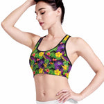 Dark Hawaiian Tropical Pattern Print Women's Sports Bra