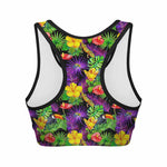 Dark Hawaiian Tropical Pattern Print Women's Sports Bra