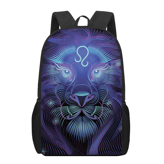 Dark Leo Zodiac Sign Print 17 Inch Backpack