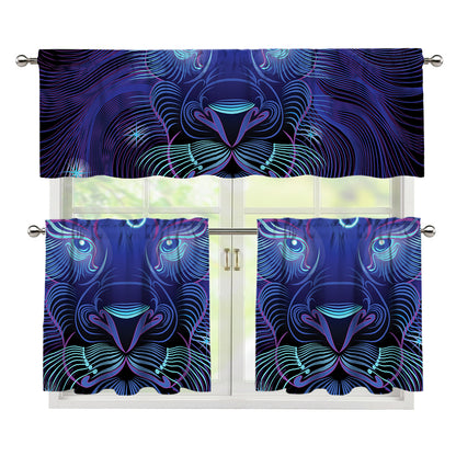 Dark Leo Zodiac Sign Print 3 Piece Kitchen Curtains