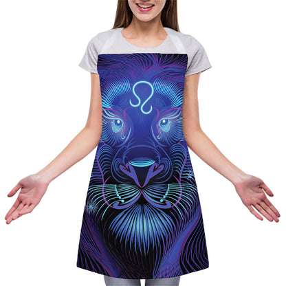 Dark Leo Zodiac Sign Print Adjustable Apron