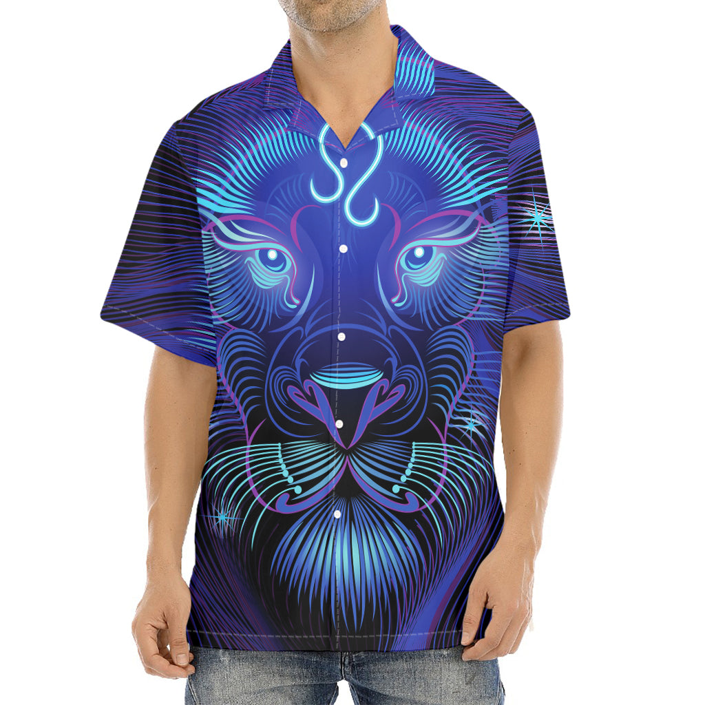 Dark Leo Zodiac Sign Print Aloha Shirt