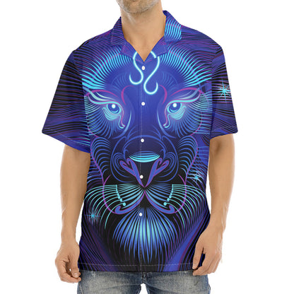 Dark Leo Zodiac Sign Print Aloha Shirt