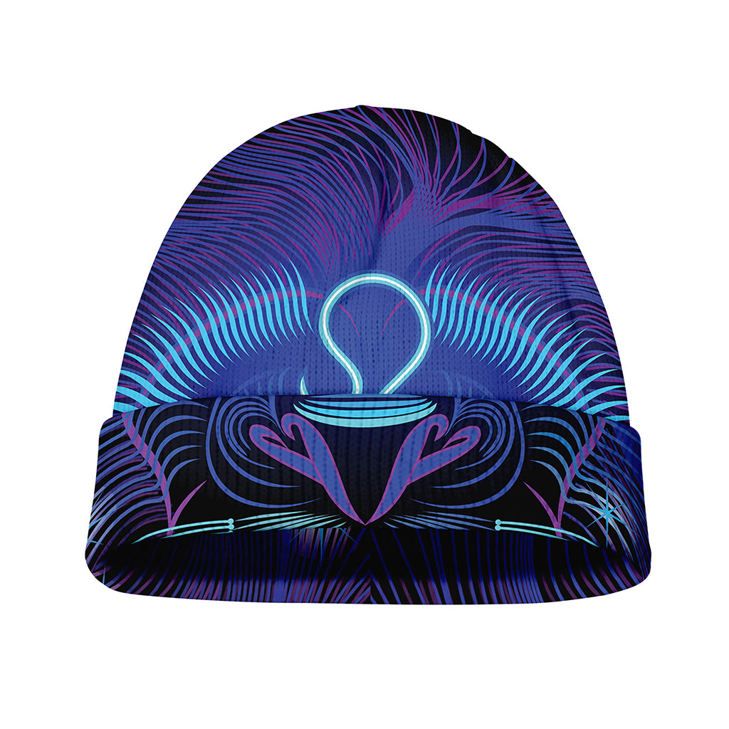Dark Leo Zodiac Sign Print Beanie