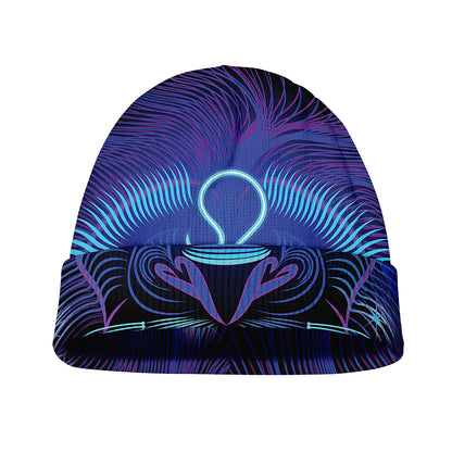 Dark Leo Zodiac Sign Print Beanie