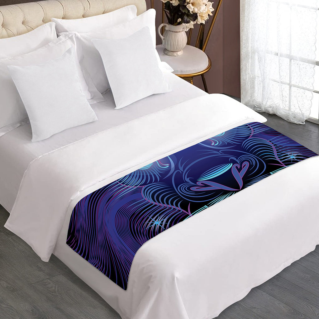 Dark Leo Zodiac Sign Print Bed Runner