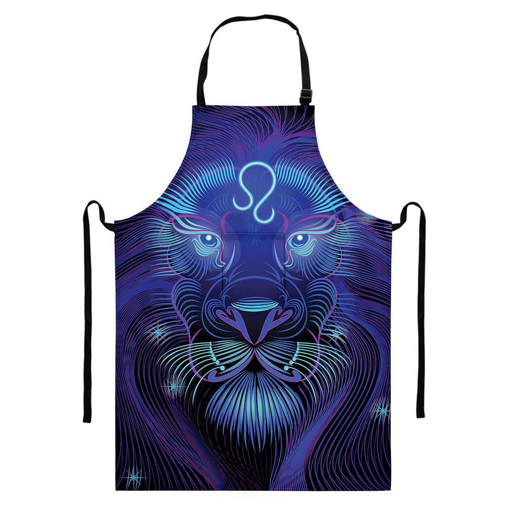 Dark Leo Zodiac Sign Print Bib Apron With Pocket