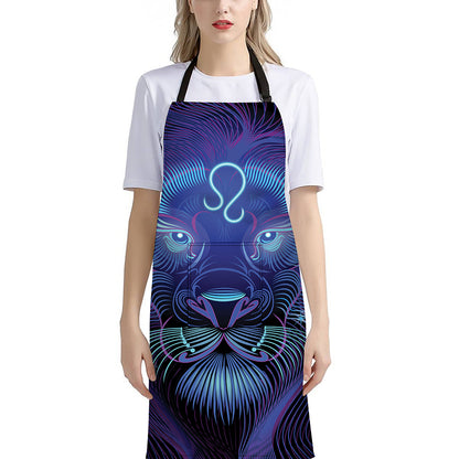 Dark Leo Zodiac Sign Print Bib Apron With Pocket
