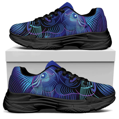Dark Leo Zodiac Sign Print Black Chunky Shoes