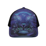 Dark Leo Zodiac Sign Print Black Mesh Trucker Cap