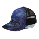 Dark Leo Zodiac Sign Print Black Mesh Trucker Cap