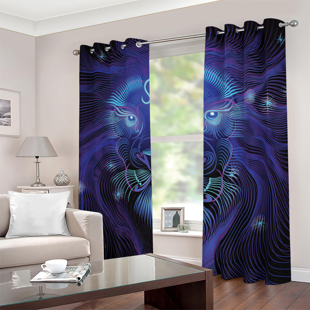Dark Leo Zodiac Sign Print Blackout Grommet Curtains