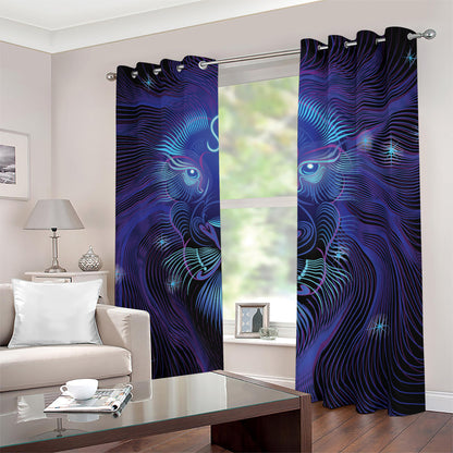 Dark Leo Zodiac Sign Print Blackout Grommet Curtains